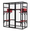 Gothic Outdoor Large Cat Catio, Wood Cat Enclosure with Platforms and Condos, Patio Cat Window Box, Weatherproof, Black and Red