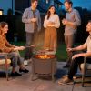 2-in-1 Smokeless Fire Pit BBQ Grill Portable Camping Bonfire Stove with Poker, Steel, Bronze