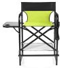 26" Tall Directors Chair with Footrest, 4Portable Bar Height Folding Camping Chair with Built-in Cup Holder, Side Table, Storage Pocket, Neon Green