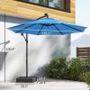 10 ft Cantilever Patio Umbrella with Light, Weight, Offset Hanging Outdoor Umbrella with Protective Cover, Lake Blue