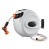 Retractable Hose Reel, 100 ft x 1/2 inch, 180° Swivel Bracket Wall-Mounted, Garden Water Hose Reel with 9-Pattern Nozzle, Automatic Rewind