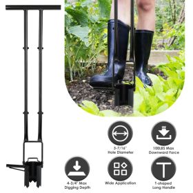 5 In 1 Bulb Planter Tool Long Handle Gardening Bulb Transplanter With Gloves Brush Serrated Base Dual Pedal Digging Holes To Plant Tulips Iris Da (Option: Black)