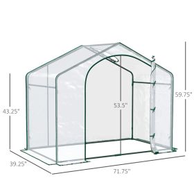 Portable Walk-in Greenhouse, Plastic Cover, Steel Frame Garden Hot House, Zipper Door, Top Vent For Flowers, Vegetables, Saplings, Tropical Plant (Option: Clear)