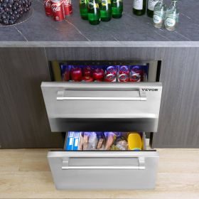 24 Inch Undercounter Refrigerator, 2 Drawer Refrigerator With Different Temperature, 4.87 Cu.ft. Capacity, Waterproof Indoor And Outdoor Under Co (Option: MultiColor)