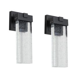 Outdoor Waterproof Transparent LED Crystal Wall Light Supports Many Types Of Bulb-2 Packs  Unavailable Platforms- Temu (Option: Black)