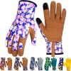 Leather Gardening Gloves for Women Thorn Proof Garden Gloves Touch Screen Working Gloves Gifts,M