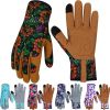 Leather Gardening Gloves for Women Thorn Proof Garden Gloves Touch Screen Working Gloves Gifts,M