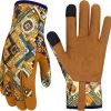 Leather Gardening Gloves for Women Thorn Proof Garden Gloves Touch Screen Working Gloves Gifts,M