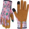 Leather Gardening Gloves for Women Thorn Proof Garden Gloves Touch Screen Working Gloves Gifts,M