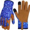 Leather Gardening Gloves for Women Thorn Proof Garden Gloves Touch Screen Working Gloves Gifts,M