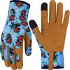 Leather Gardening Gloves for Women Thorn Proof Garden Gloves Touch Screen Working Gloves Gifts,M