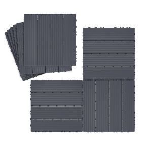Interlocking Deck Tiles 9 Pack,  Outdoor Square Flooring Tiles, Waterproof All Weather Patio Floor Tiles for Balcony Porch Garden Deck Balcony (Color: Grey)