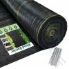Weed Barrier Landscape Fabric with U-Shaped Securing Pegs, Heavy-Duty Block Gardening Mat Weed Control