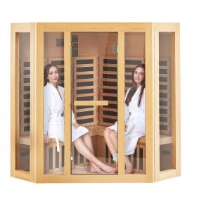 Far Infrared Wooden Sauna, Room Home Sauna Spa for 3 to 4 Person (Default: Default)
