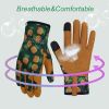 Leather Gardening Gloves for Women Thorn Proof Garden Gloves Touch Screen Working Gloves Gifts,M